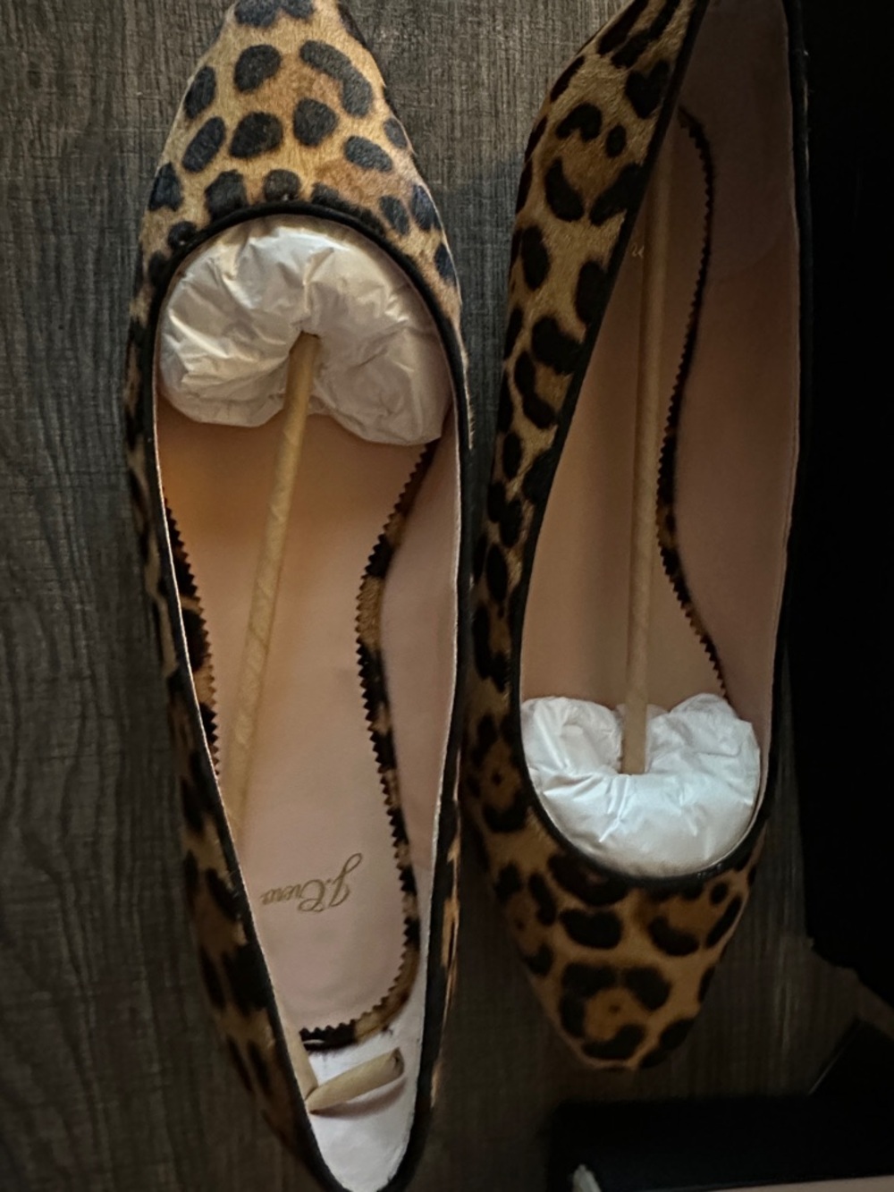 J crew leopard calf hair classic flat